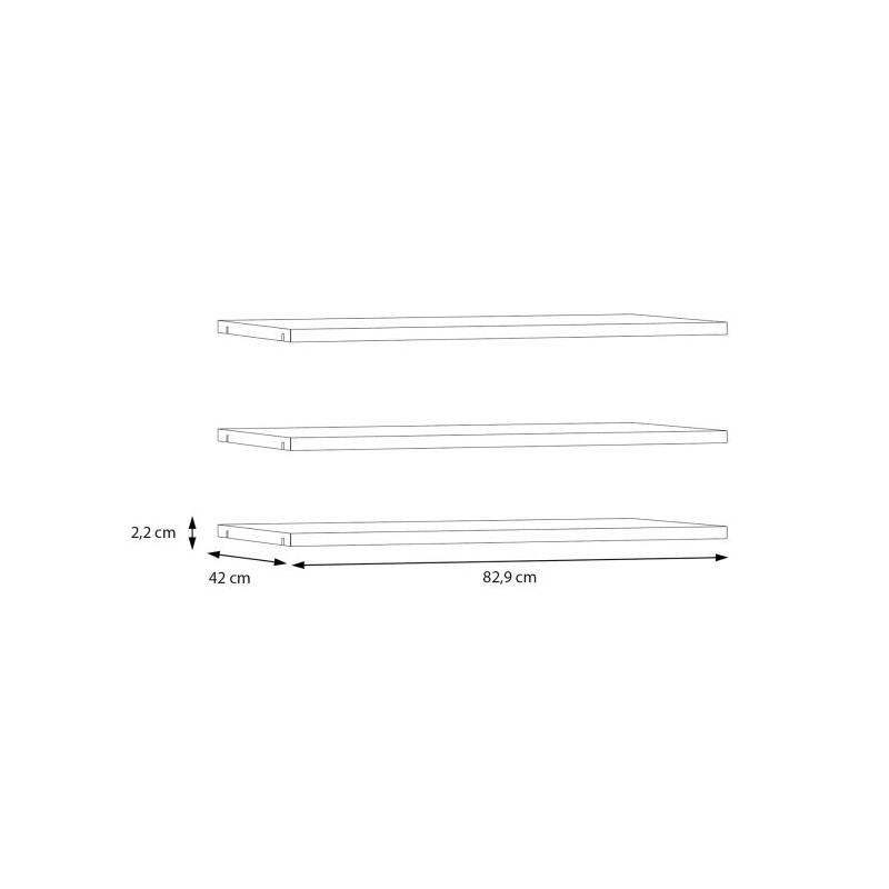 Półki 3 szt do szafy Sophistispace DMRD82 szary