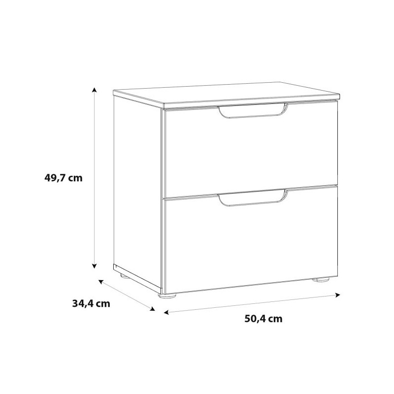 Szafka nocna 50 cm z szufladami Sapporo SNNK011 biały połysk