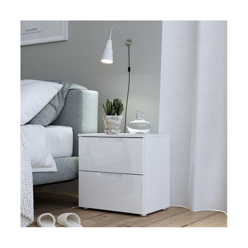 Szafka nocna 50 cm z szufladami Sapporo SNNK011 biały połysk