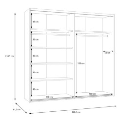 Szafa przesuwna z lustrem 220 cm Penkridge PQRS92312 secret grey