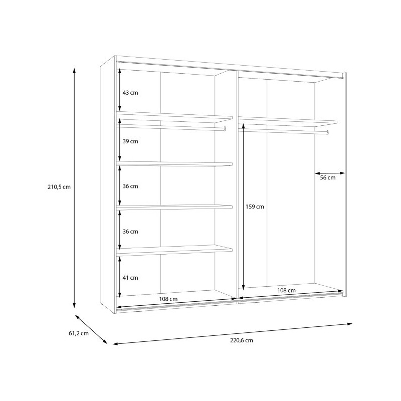Szafa przesuwna z lustrem 220 cm Penkridge PQRS92312 secret grey
