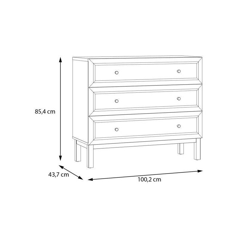 Komoda z szufladami Penkridge PQRK212 secret grey/dąb szlachetny