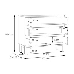 Komoda z szufladami Penkridge PQRK212 secret grey/dąb szlachetny