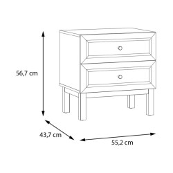 Szafka nocna 60 cm z szufladami Penkridge PQRK111 secret grey/dąb szlachetny
