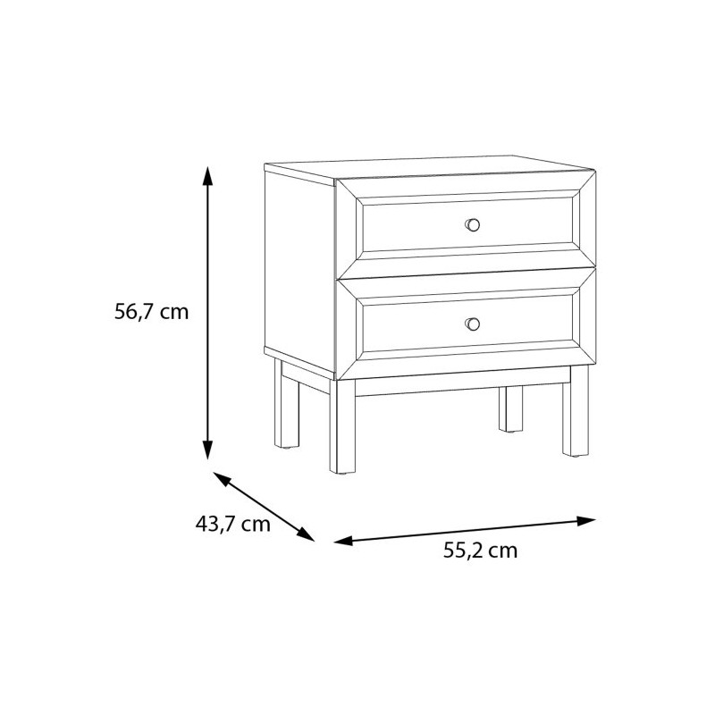Szafka nocna 60 cm z szufladami Penkridge PQRK111 secret grey/dąb szlachetny