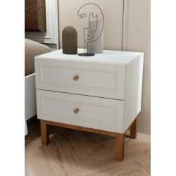 Szafka nocna 60 cm z szufladami Penkridge PQRK111 secret grey/dąb szlachetny