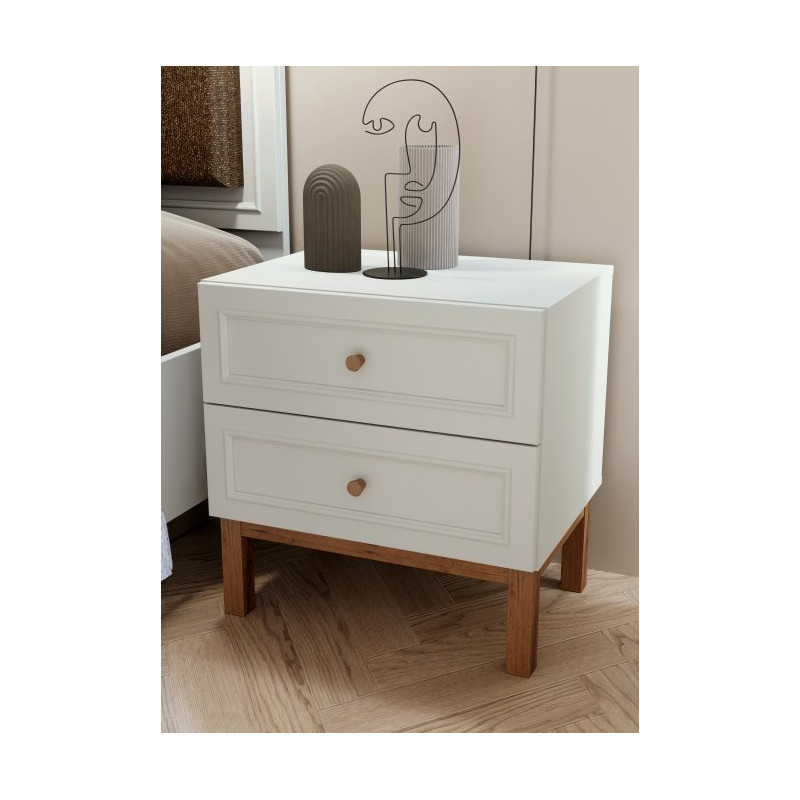 Szafka nocna 60 cm z szufladami Penkridge PQRK111 secret grey/dąb szlachetny