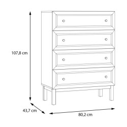Komoda z 4 szufladami Penkridge PQRK311 secret grey/dąb szlachetny