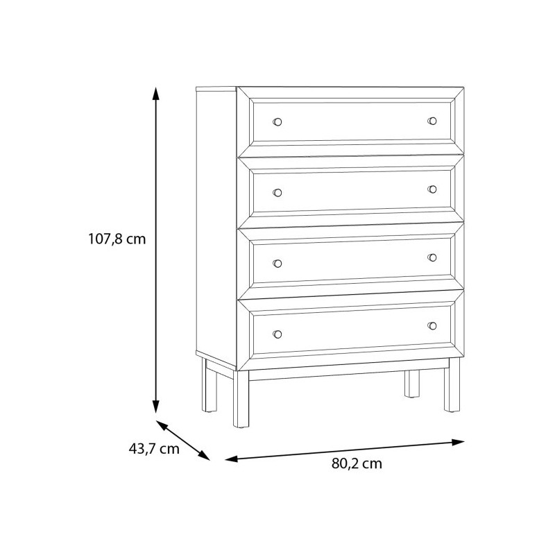 Komoda z 4 szufladami Penkridge PQRK311 secret grey/dąb szlachetny