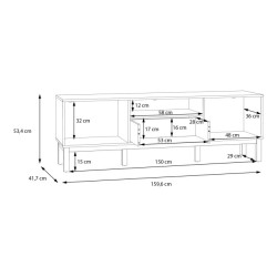 Szafka RTV 160 cm Penkridge PKDT131 secret grey/dąb szlachetny