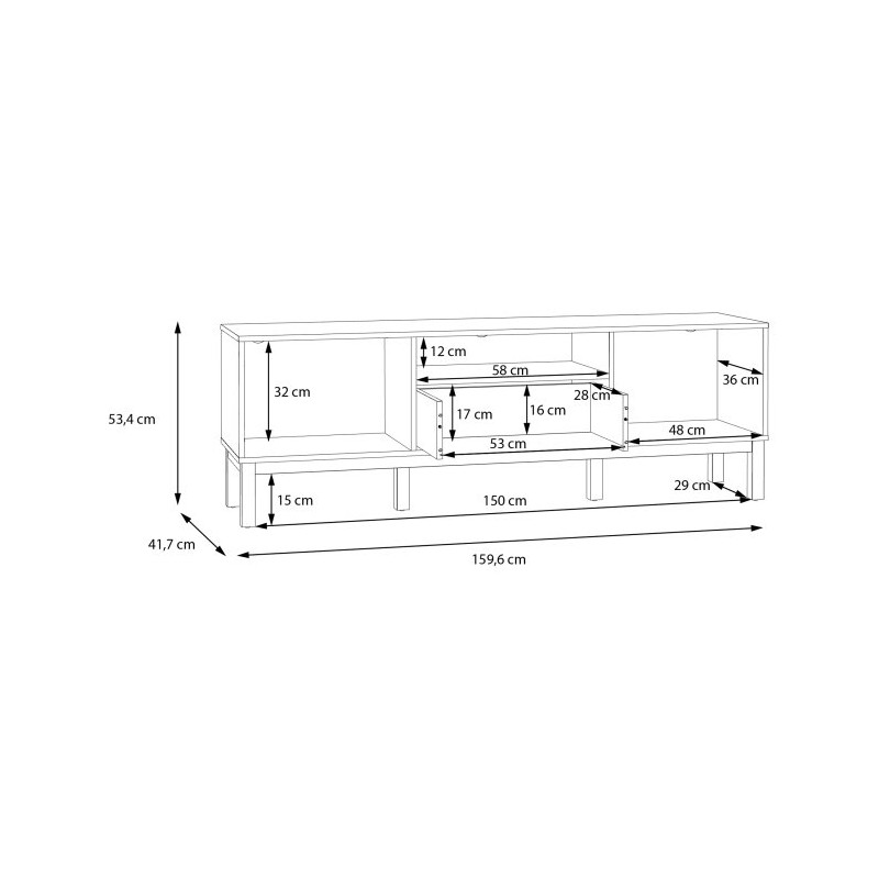 Szafka RTV 160 cm Penkridge PKDT131 secret grey/dąb szlachetny