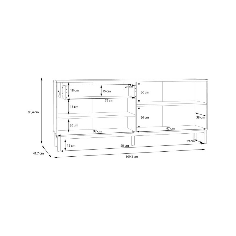 Szeroka komoda Penkridge PKDK241 secret grey/dąb szlachetny