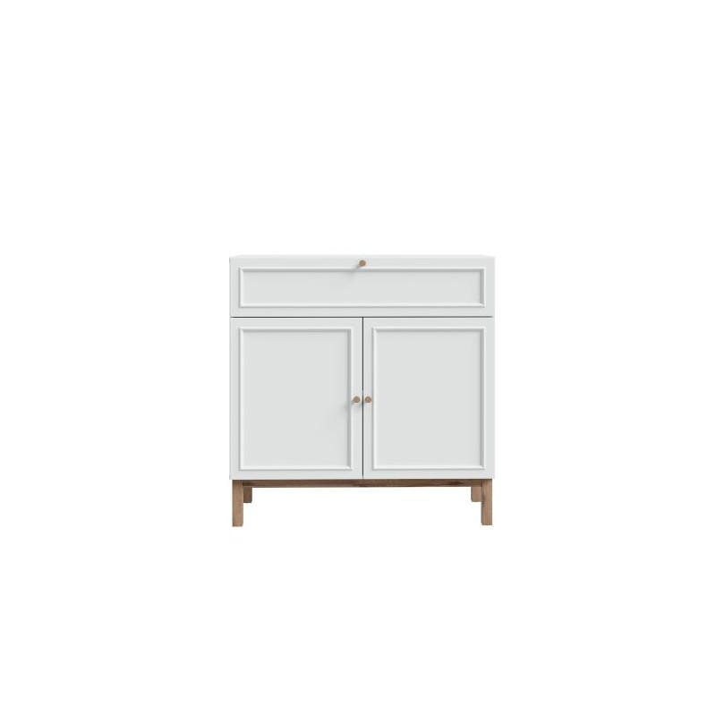 Mała komoda 100 cm do salonu Penkridge PKDK221 secret grey/dąb szlachetny