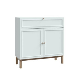 Mała komoda 100 cm do salonu Penkridge PKDK221 secret grey/dąb szlachetny