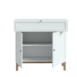 Mała komoda 100 cm do salonu Penkridge PKDK221 secret grey/dąb szlachetny