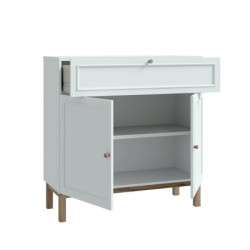 Mała komoda 100 cm do salonu Penkridge PKDK221 secret grey/dąb szlachetny