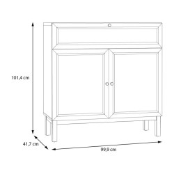 Mała komoda 100 cm do salonu Penkridge PKDK221 secret grey/dąb szlachetny
