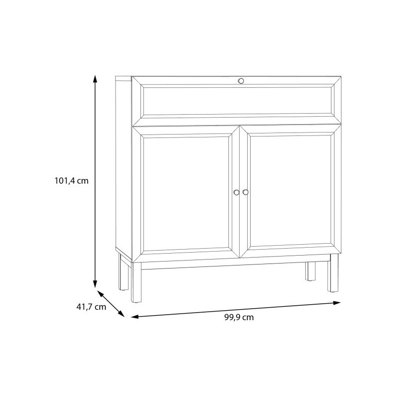Mała komoda 100 cm do salonu Penkridge PKDK221 secret grey/dąb szlachetny