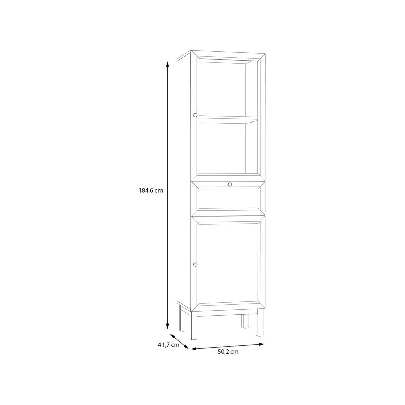 Wąska witryna 50 cm Penkridge PKDV711 secret grey/dąb szlachetny