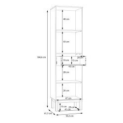 Wąska witryna 50 cm Penkridge PKDV711 secret grey/dąb szlachetny