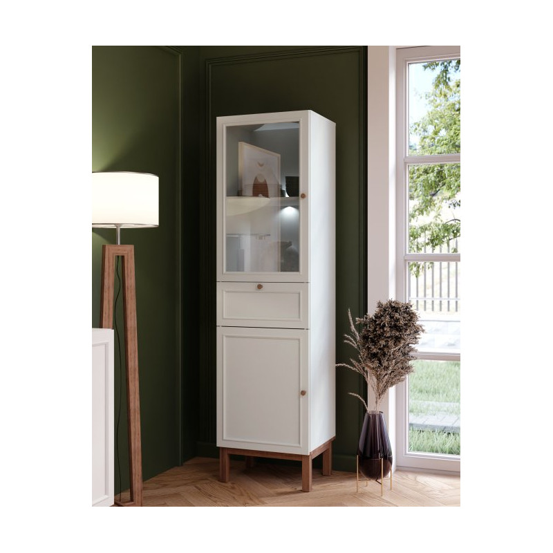 Wąska witryna 50 cm Penkridge PKDV711 secret grey/dąb szlachetny