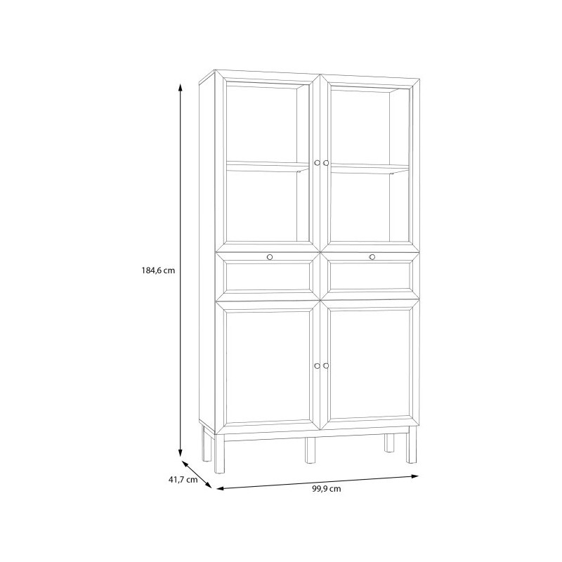 Witryna 100 cm z szufladami Penkridge PKDV721 secret grey/dąb szlachetny