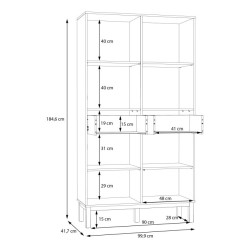 Witryna 100 cm z szufladami Penkridge PKDV721 secret grey/dąb szlachetny