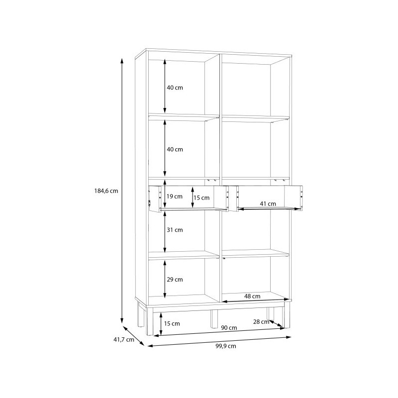 Witryna 100 cm z szufladami Penkridge PKDV721 secret grey/dąb szlachetny