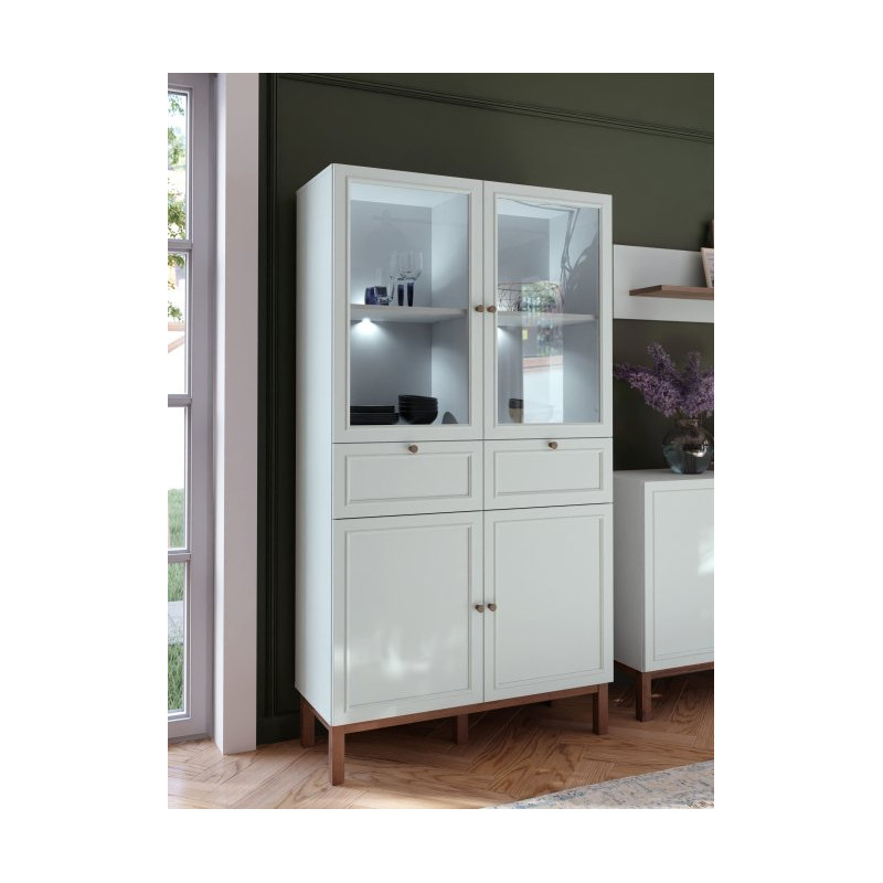 Witryna 100 cm z szufladami Penkridge PKDV721 secret grey/dąb szlachetny