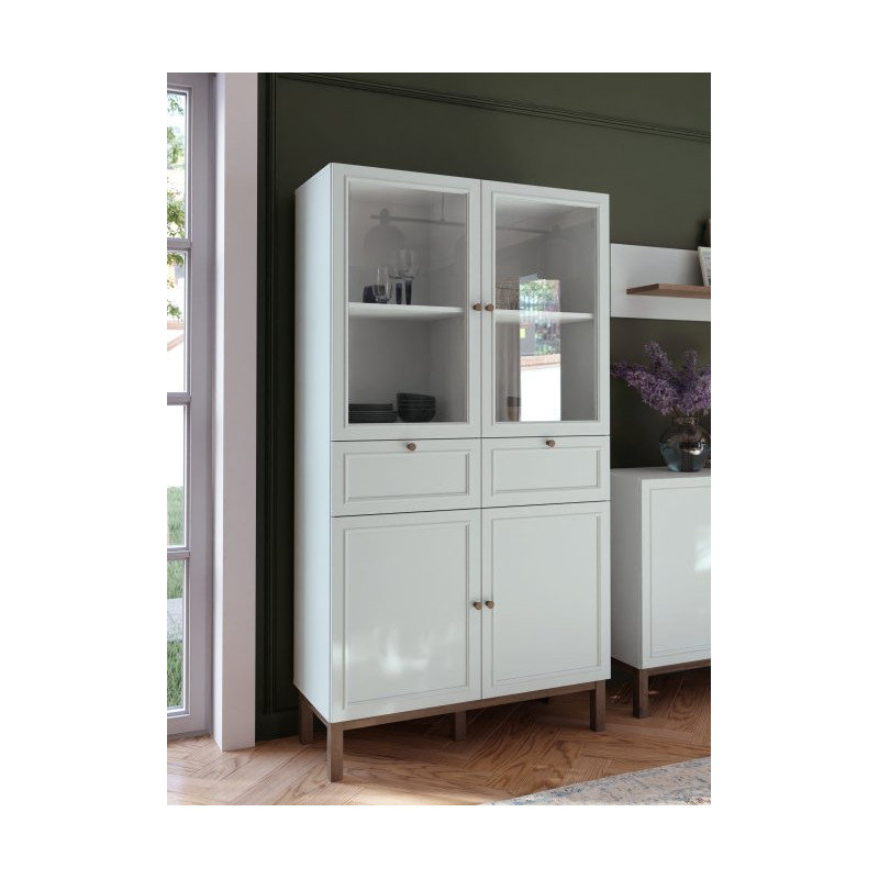 Witryna 100 cm z szufladami Penkridge PKDV721 secret grey/dąb szlachetny