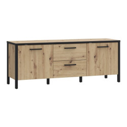 Szafka RTV 140 cm Kirikus KUST133 dąb artisan/czarny mat