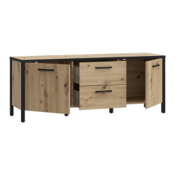 Szafka RTV 140 cm Kirikus KUST133 dąb artisan/czarny mat