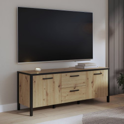 Szafka RTV 140 cm Kirikus KUST133 dąb artisan/czarny mat