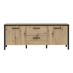 Szafka RTV 140 cm Kirikus KUST133 dąb artisan/czarny mat