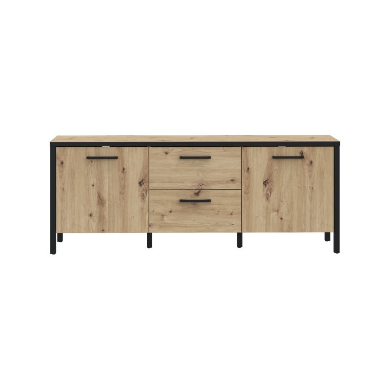 Szafka RTV 140 cm Kirikus KUST133 dąb artisan/czarny mat