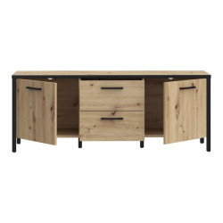 Szafka RTV 140 cm Kirikus KUST133 dąb artisan/czarny mat