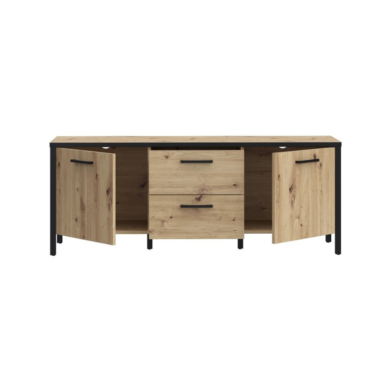 Szafka RTV 140 cm Kirikus KUST133 dąb artisan/czarny mat