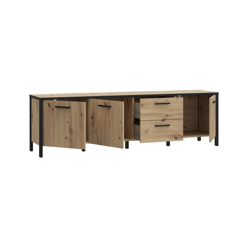 Szafka RTV 185 cm Kirikus KUST141L dąb artisan/czarny mat