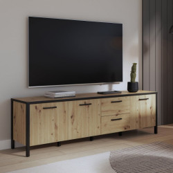 Szafka RTV 185 cm Kirikus KUST141L dąb artisan/czarny mat
