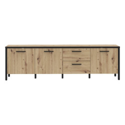 Szafka RTV 185 cm Kirikus KUST141L dąb artisan/czarny mat