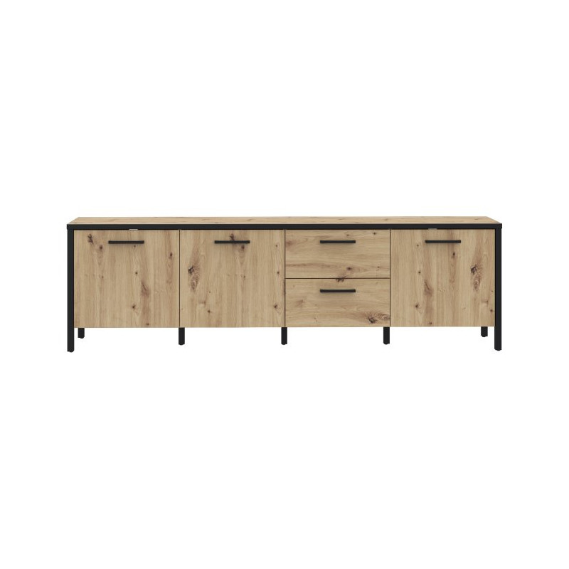 Szafka RTV 185 cm Kirikus KUST141L dąb artisan/czarny mat