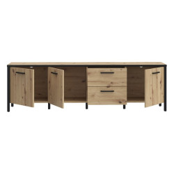 Szafka RTV 185 cm Kirikus KUST141L dąb artisan/czarny mat