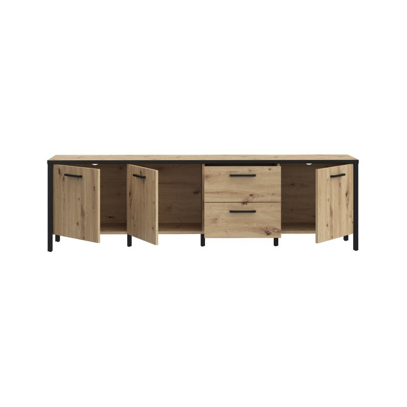 Szafka RTV 185 cm Kirikus KUST141L dąb artisan/czarny mat