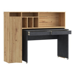 Biurko na kółkach z regałem Trynidad EGRB331L beton/dąb artisan