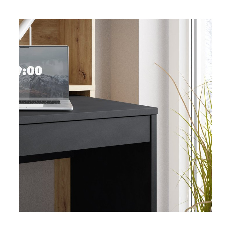 Biurko na kółkach z regałem Trynidad EGRB331L beton/dąb artisan