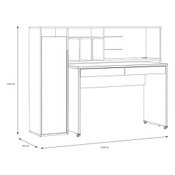 Biurko na kółkach z regałem Trynidad EGRB331L beton/dąb artisan