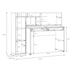 Biurko na kółkach z regałem Trynidad EGRB331L beton/dąb artisan