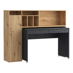 Biurko na kółkach z regałem Trynidad EGRB331L beton/dąb artisan