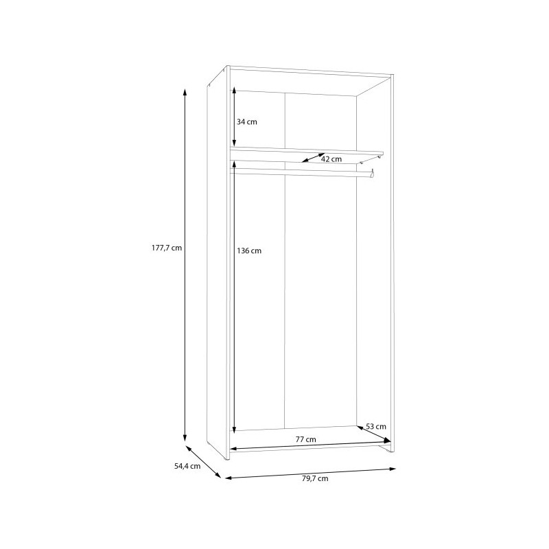 Szafa otwierana 80 cm Meble Forte JOES723 biały