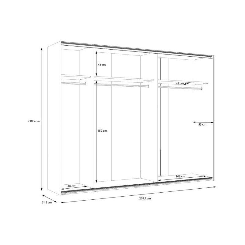Szafa przesuwna 270 cm Cismon NERS12411 dąb artisan/biały